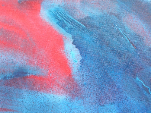 A red and blue painting. 